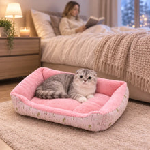 Katzenbett Winter | Warmes Plüschbett für Katzen mit hohem Rand
