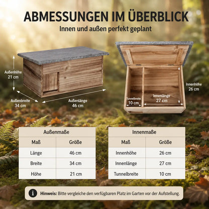 Igelhaus aus Holz für den Garten | Sicheres Winterquartier für Igel