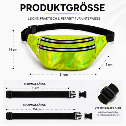 Holografische Bauchtasche | Verstellbare Gürteltasche mit 3 Fächern