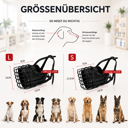 Hunde Maulkorb Edelstahl | Verstellbar & Atmungsaktiv