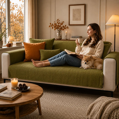 Sofaschutz Winter | Warme Chenille Sofadecke rutschfest & waschbar