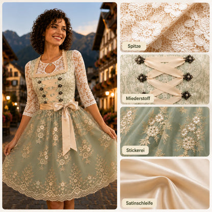 Oktoberfest Dirndl Damen | Elegantes Trachtenkleid mit Blumenstickerei