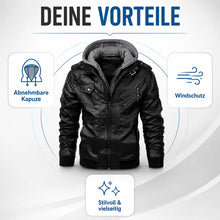 Herren Lederjacke mit Kapuze | Motorradjacke für Herbst & Winter