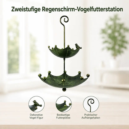 Antike Vogelfutter mit Schirm | Hängende Vogeltränke