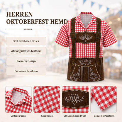 Herren Oktoberfest Hemd Lederhosen Print | Bayerisches Trachtenhemd