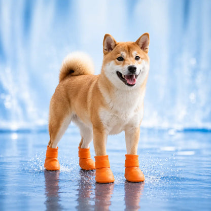 Wasserdichte Hundeschuhe 4er-Set | Rutschfeste Gummistiefel für Hunde