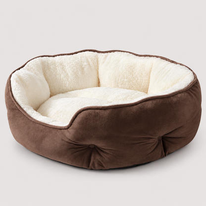 Hundebett Rund | Warmes Sherpa Donut Hundebett Waschbar
