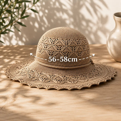 Damen Sonnenhut mit UV-Schutz | Faltbarer Sommerhut aus Polyester