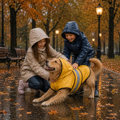 Hunde Regenmantel Gelb | Wasserdicht mit Kapuze & Reflektoren