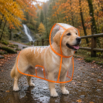 Hunde Regenmantel Transparent | Wasserdichter Regenponcho mit Kapuze