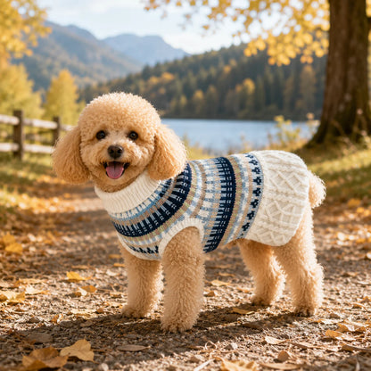 Hundepullover Vintage | Warmer Strickpullover für kleine Hunde