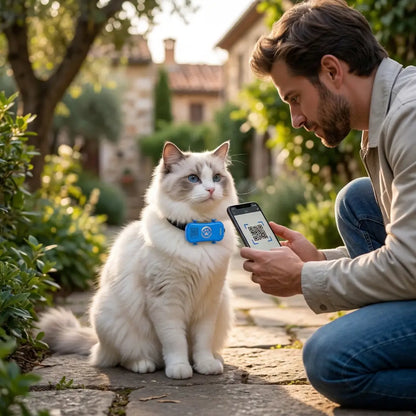 GPS Tracker Cat | Real-Time Tracking with App & QR Code Finder