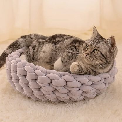 Katzenkorb Baumwolle – Handgewebt & weich | Kuschelbett & Katzenhöhle