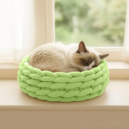 Katzenkorb Baumwolle – Handgewebt & weich | Kuschelbett & Katzenhöhle