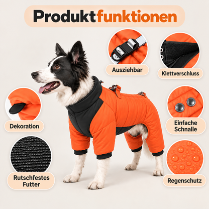 Winter Hundemantel mit Beinen & Kapuze | Wasserdicht, Reflektierend
