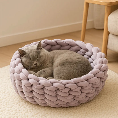 Katzenkorb Baumwolle – Handgewebt & weich | Kuschelbett & Katzenhöhle