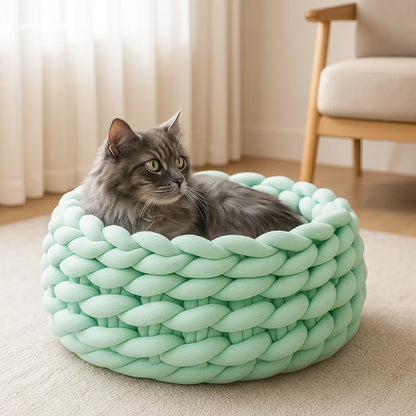 Katzenkorb Baumwolle – Handgewebt & weich | Kuschelbett & Katzenhöhle
