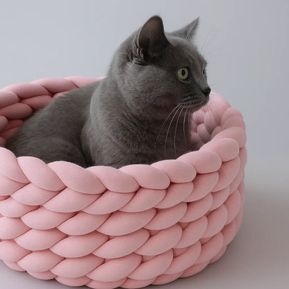 Katzenkorb Baumwolle – Handgewebt & weich | Kuschelbett & Katzenhöhle