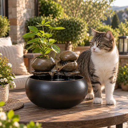 Katzenbrunnen Keramik | Leiser Trinkbrunnen für Katzen 1,5 L