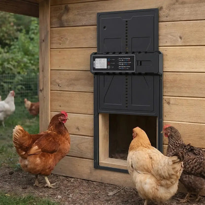 Automatische Hühnerklappe Solar | LCD & Licht-Sensor mit Fernbedienung