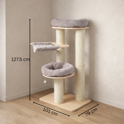 Grand arbre à chat | Stable avec surfaces de repos et hamac